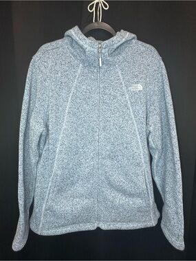 The North Face Heathered Light Blue Full-Zip Hooded Fleece